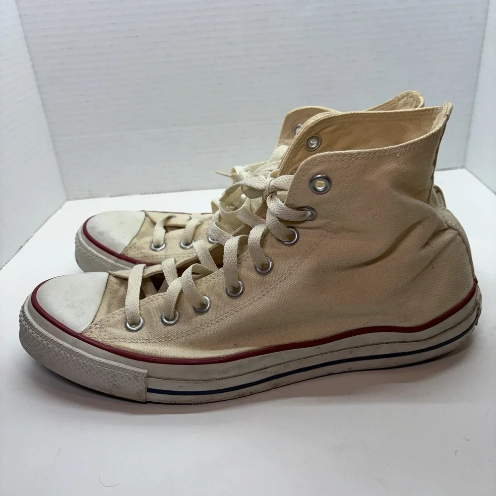 Vintage Converse Mens 10 Wo 12 White Faded Y2K Lace Grunge High Top Chuck Taylor - Picture 11 of 11